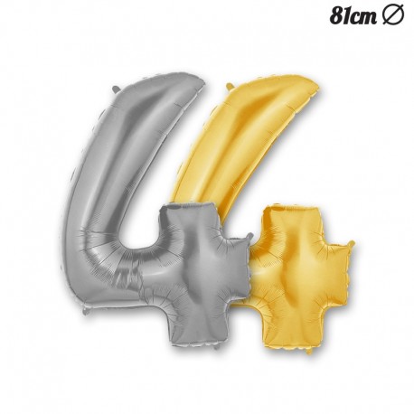 Boland Palloncino A Forma Di Numero 4 - Argento 86 Cm - Per Compleanni E Anniversari