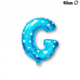 Palloncino Lettera G Foil Azzurro con Stelle 40 cm