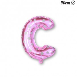 Palloncino Lettera C Foil Rosa con Cuori 40 cm