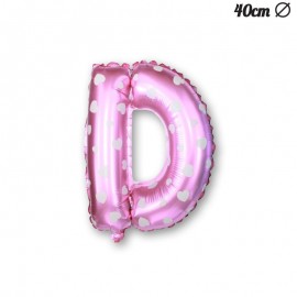 Palloncino Lettera D Foil Rosa con Cuori 40 cm