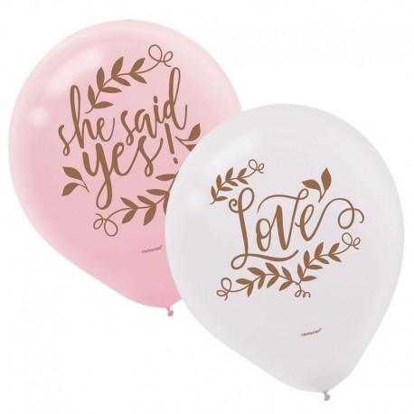 6 Palloncini Love & Leaves in Lattice 28cm