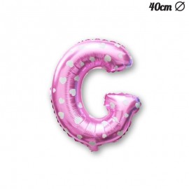 Palloncino Lettera G Foil Rosa con Cuori 40 cm