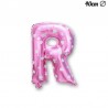 Palloncino Lettera R Foil Rosa con Cuori 40 cm