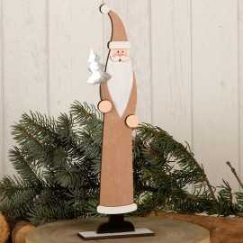 Babbo Natale Decorativo in Legno Grande 32 cm