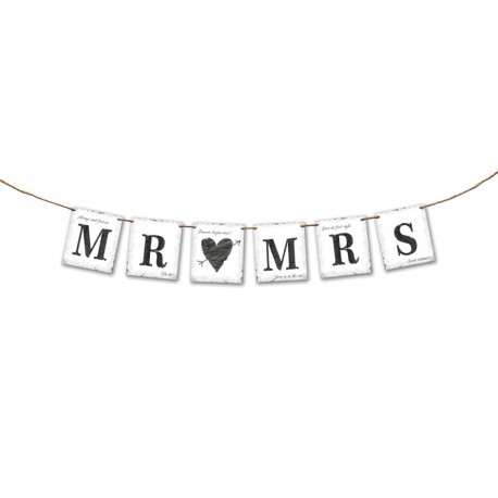 Bandierine Mr & Mrs con Cuore 77 cm