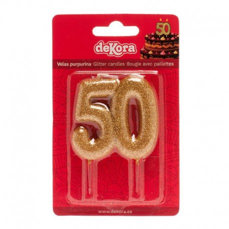 Candela 50 Anniversario Glitterata Oro