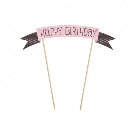 Mini Striscione per Torta con Happy Birthday 19 cm Mini Striscione per Torta con Happy Birthday 19 cm