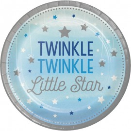 8 Piatti Twinkle 1 Anno Bambino 18 cm Stelline