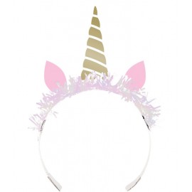 8 Diademi Unicorno Foil Dorato