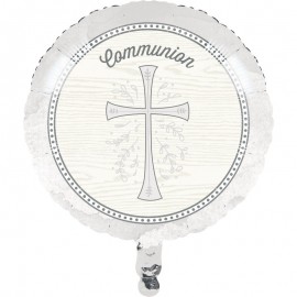 Palloncino Foil con Croce Argento per Comunione 45 Cm