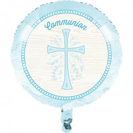 Palloncino Foil con Croce Blu per Comunione 45 Cm