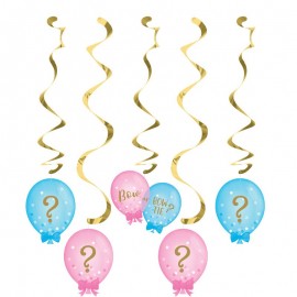 5 Decorazioni Pendenti Baby Shower Rivelazione Sesso