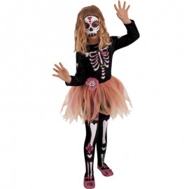 Costume da Scheletro con Tutù Rosa per Bambina Offerta