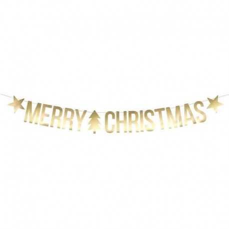 Banner Merry Christmas Dorato 10.5x150 cm