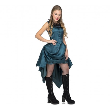 Costume da Ragazza Saloon Azzurro per Adulto