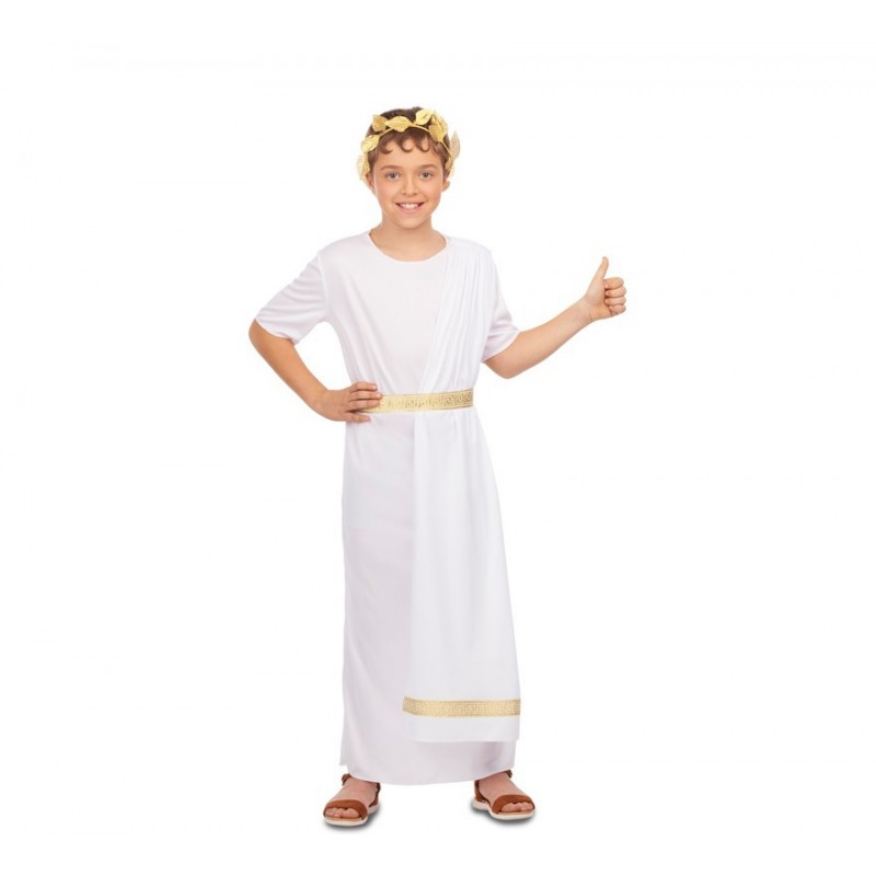 Costume Da Principessa Greco-Romano Per Bambine - Abito Bianco Con Dettagli Oro, Per Carnevale E Halloween