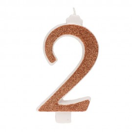 10 Candeline Glitter Numero 2 Oro 13Cm