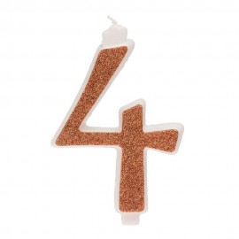 Candelina Glitter Numero 4 Oro 13Cm Economica