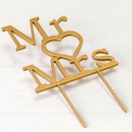 Topper di legno per torta di matrimonio Mr & Mrs 13 x 21 cm