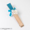 Ventaglio di Legno Naturale e Tessuto Turchese Azzurro 23 cm