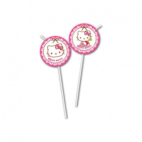 6 Cannucce Medaglione Hello Kitty