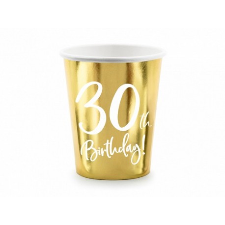 6 Bicchieri 30 Compleanno Oro 220 ml