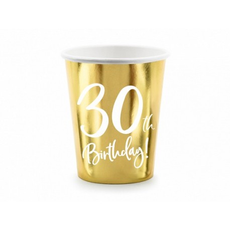 6 Bicchieri 30 Compleanno Oro 220 ml