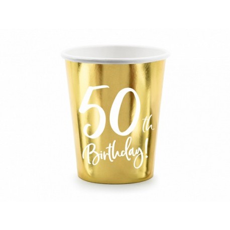 6 Bicchieri 50 Compleanno Oro 220 ml