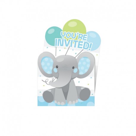 8 Inviti Elefantino Blu