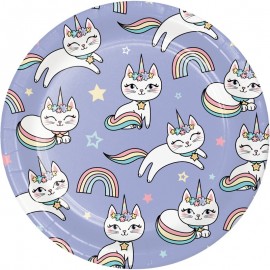8 Piatti Gatto Unicorno 18 cm Negozio