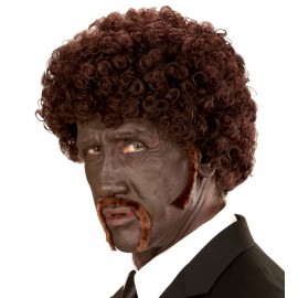 Parrucca afro di Pulp Fiction con baffi e basette