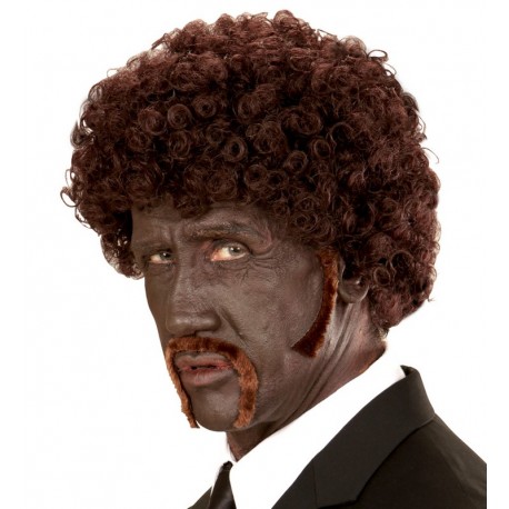 Parrucca afro di Pulp Fiction con baffi e basette