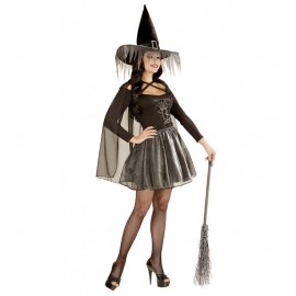 Costume da Strega Glitter Argento per Donna