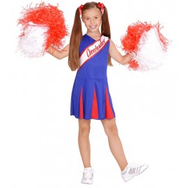 Costume Da Cheerleader Vampiro Per Bambina XL (13-14 Anni) | Nero/Rosso Con Pompon E Kit Makeup