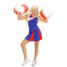 Costume da Cheerleader Blu e Rosso per Donna