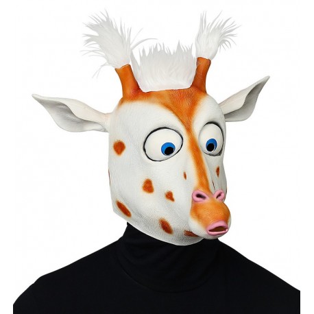 Maschera Testa Completa Giraffa Occhi con Capelli