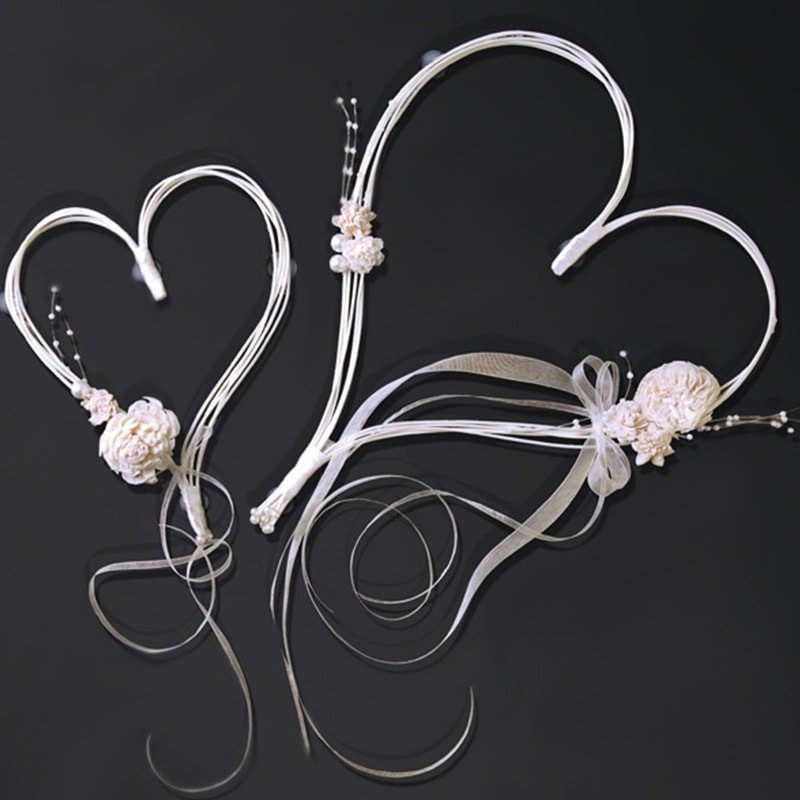 19 cm/3 cm Bianco/Crema PartyDeco Cuori con Ventosa Decorazione Macchina Sposi 