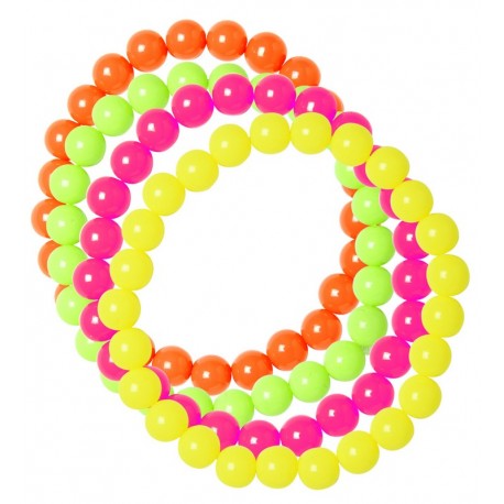 Set di 4 Bracciali Fluorescenti di Perline