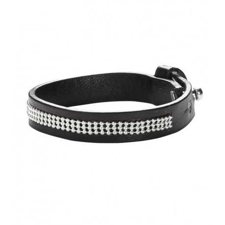 Bracciale in Cuoio Nero con Borchie