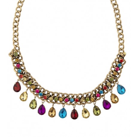 Collana d'Oro con Gemme Colorate