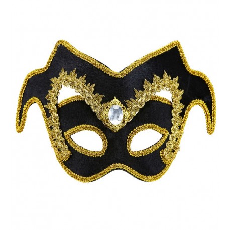 Maschera da Nobile Veneziano con Gemme e Rifiniture Oro