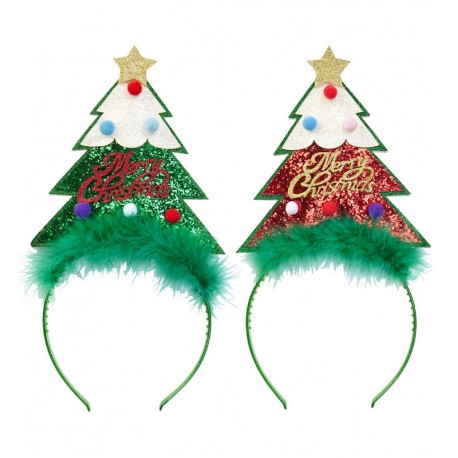 Cerchietto con albero di Natale glitter