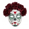 Maschera Catrina con Brillantini con Rose Bordeaux Online