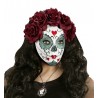 Maschera Catrina con Brillantini con Rose Bordeaux Online