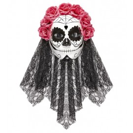 Maschera Catrina con Velo e Rose Offerta