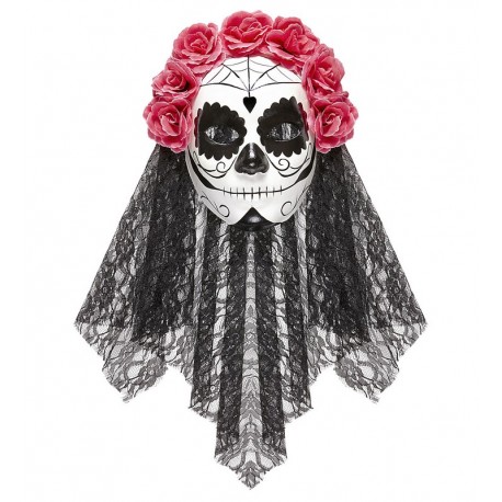 Maschera Catrina con Velo e Rose Offerta