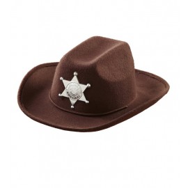 Cappello Cowboy in Feltro Marrone con Stella da Sceriffo