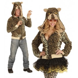 Costume di felpa leopardo per adulti