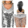 Costume Charleston con paillettes d'argento per donne in vendita