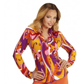 Camicia Multicolore con Fantasia Anni 70 da Donna